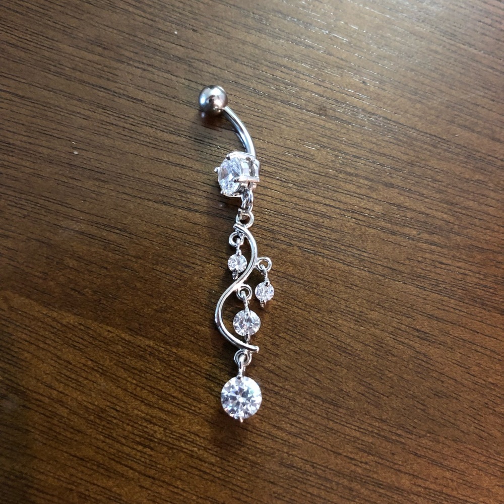 Piercing pagoda sterling silver dangling naval ring
